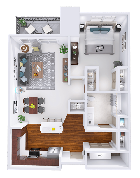 a floor plan of a small apartment with a bedroom and a living room